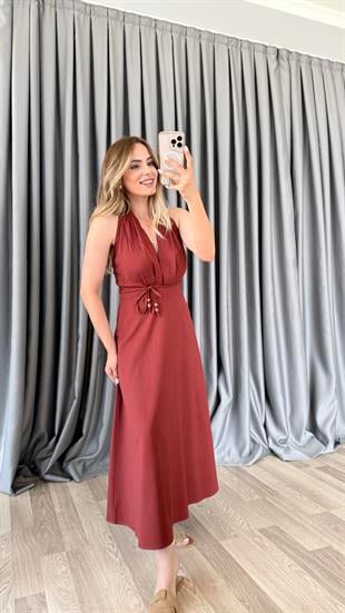 Lily Boyundan Bağlamalı Sırtı Açık Elbise