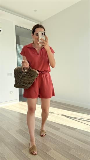 Pelin Yıldız Butik | Chicago Polo Yaka Kısa Şortlu Takım | Kadın Giyim