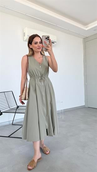Pelin Yıldız Butik | Eleni Belden Bağlamalı Fermuarlı Elbise | Kadın Giyim