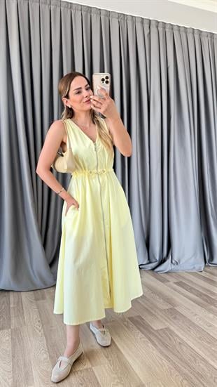 Pelin Yıldız Butik | Eleni Belden Bağlamalı Fermuarlı Elbise | Kadın Giyim