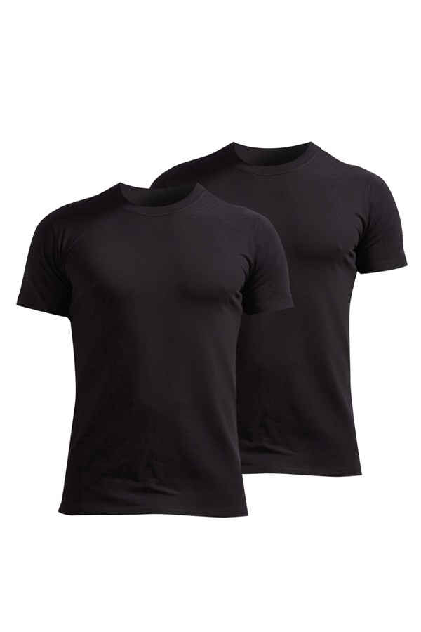 josejuan 2-pack Male Undershirt Zero Collar Half Sleeve Cotton Lycra 1300
