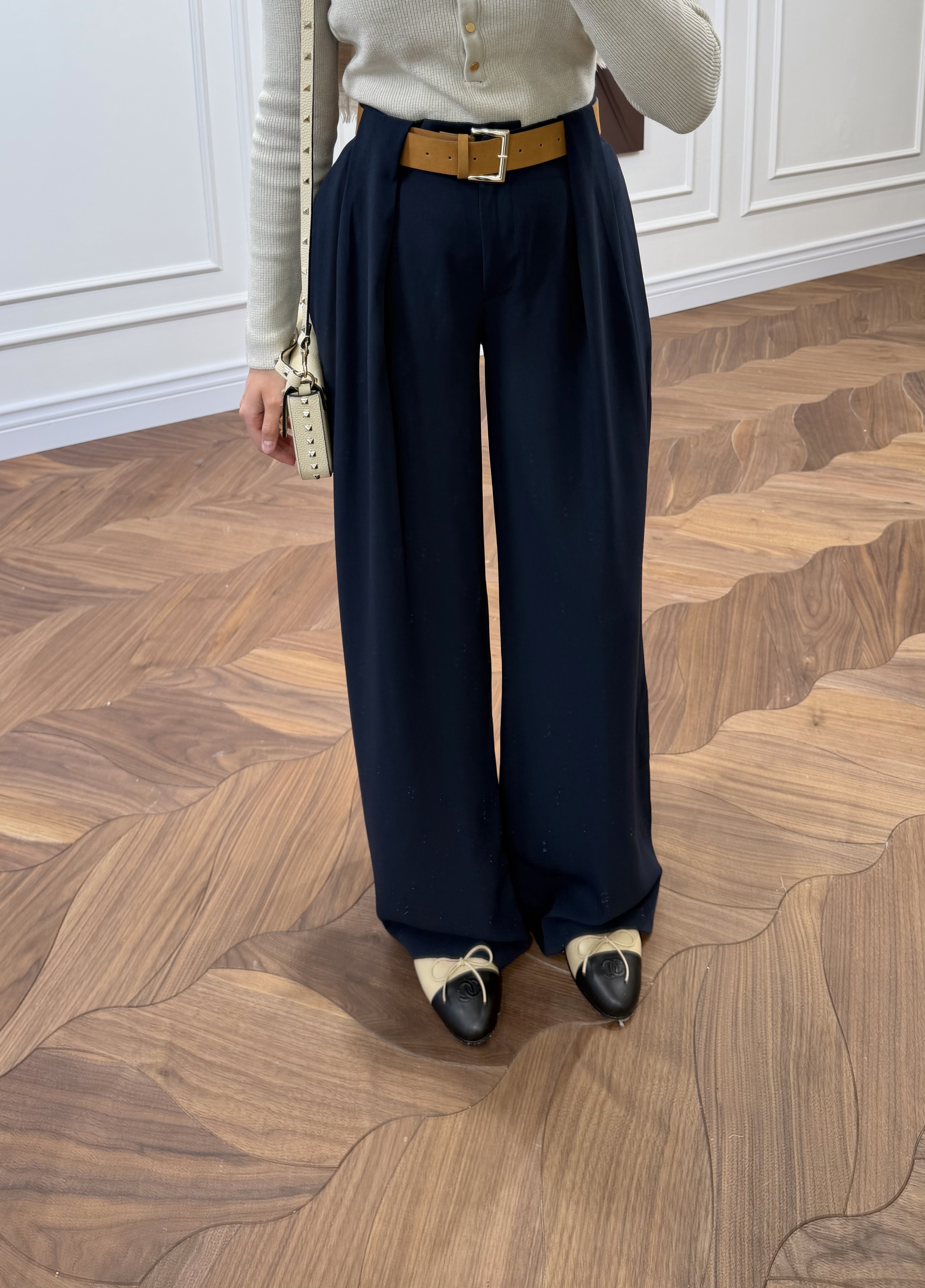 Milano Pileli Kemerli Pantolon - Lacivert