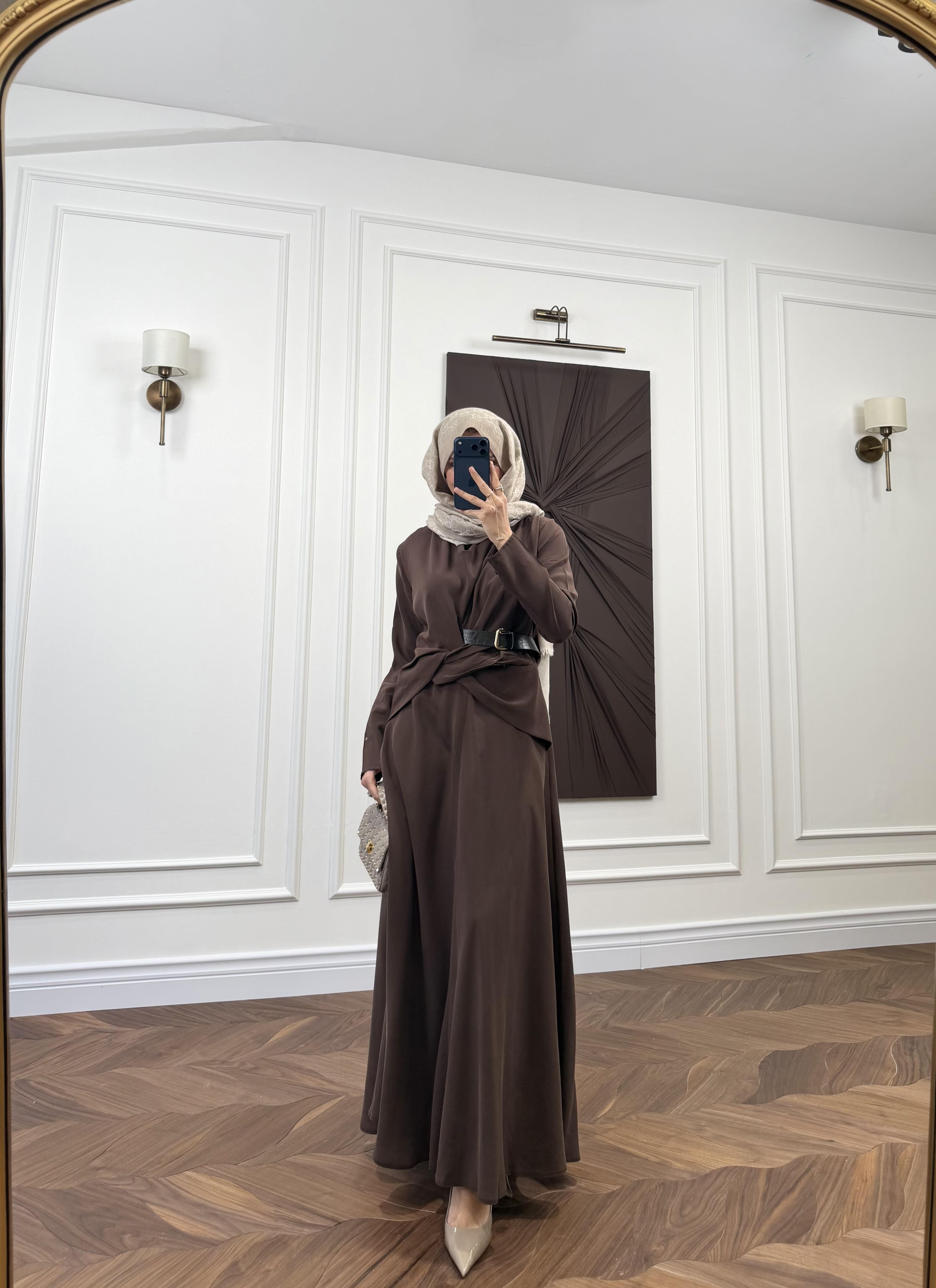 Lizge Elbise - Kahve