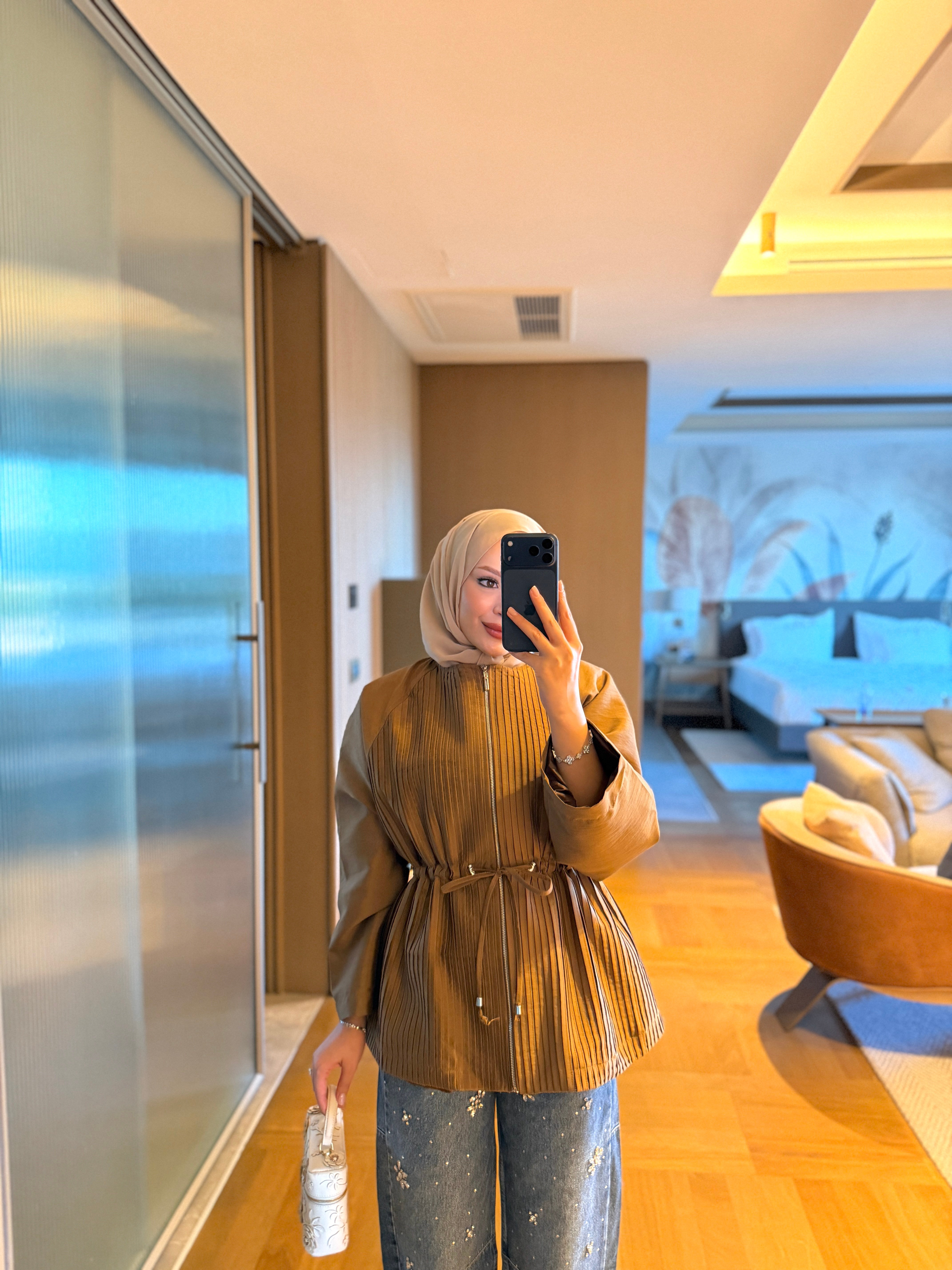 Drape Detay Trenç-Camel