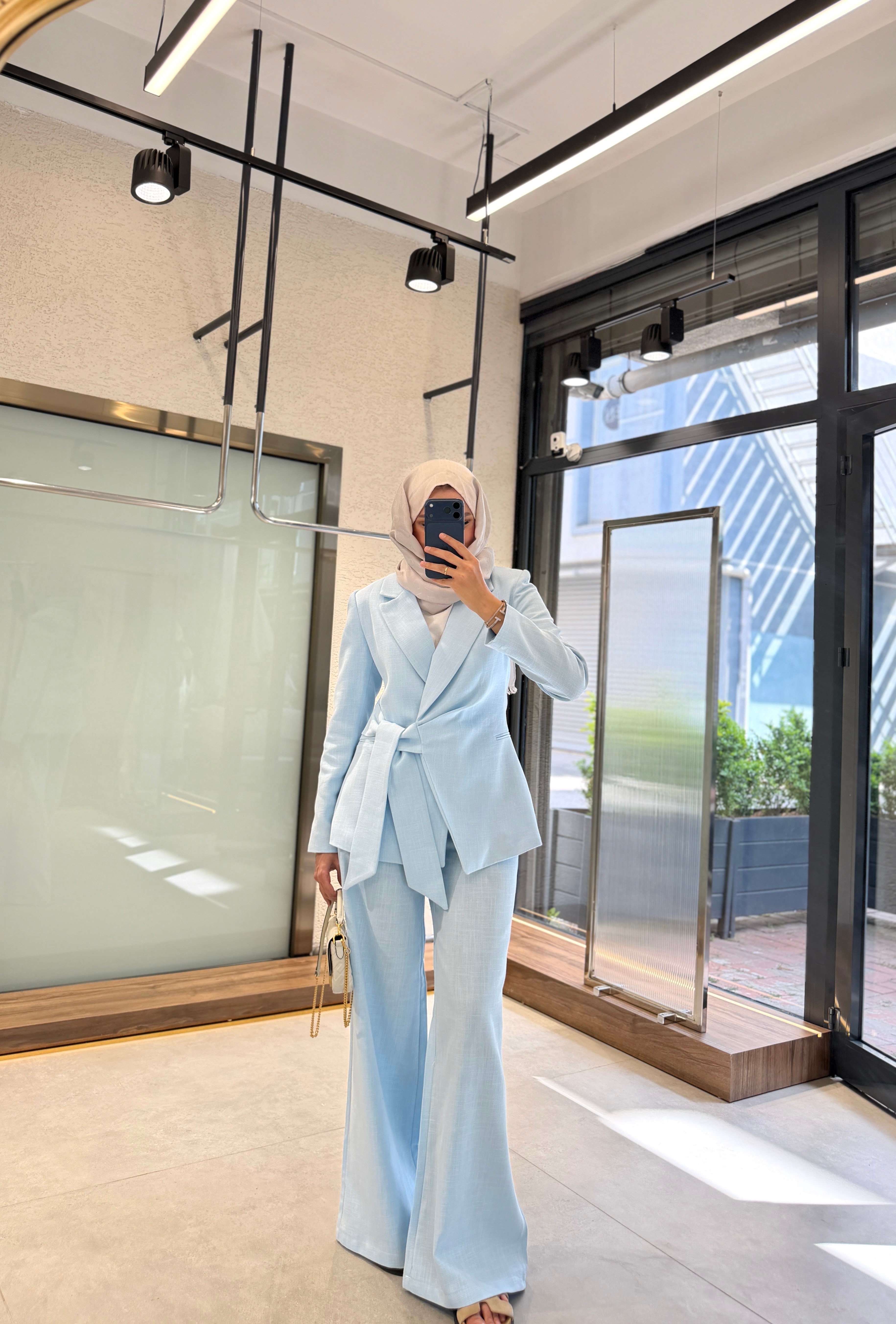 Nilda Blazer Takım - Bebe Mavi 