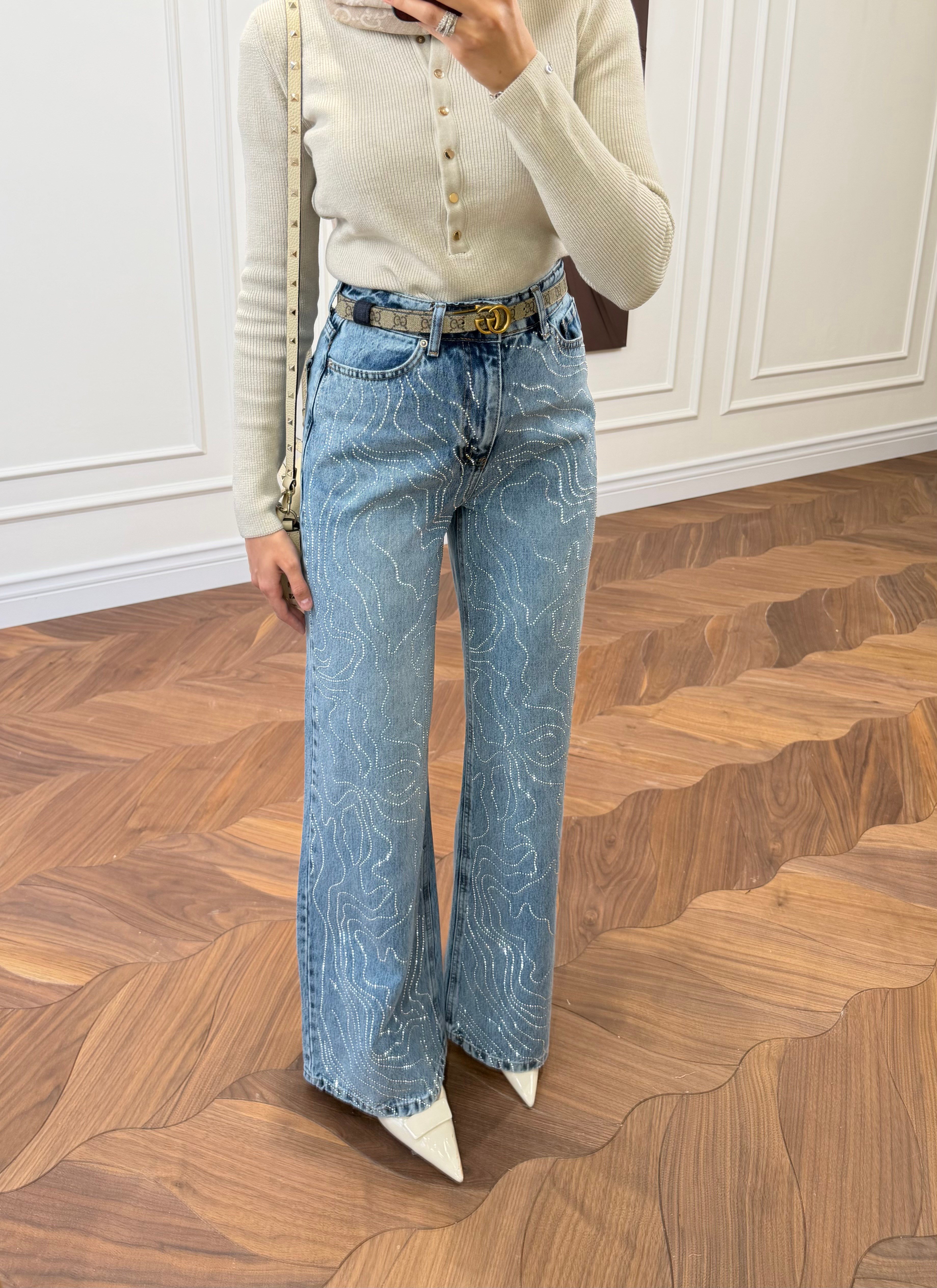Crystal Desenli Jean 