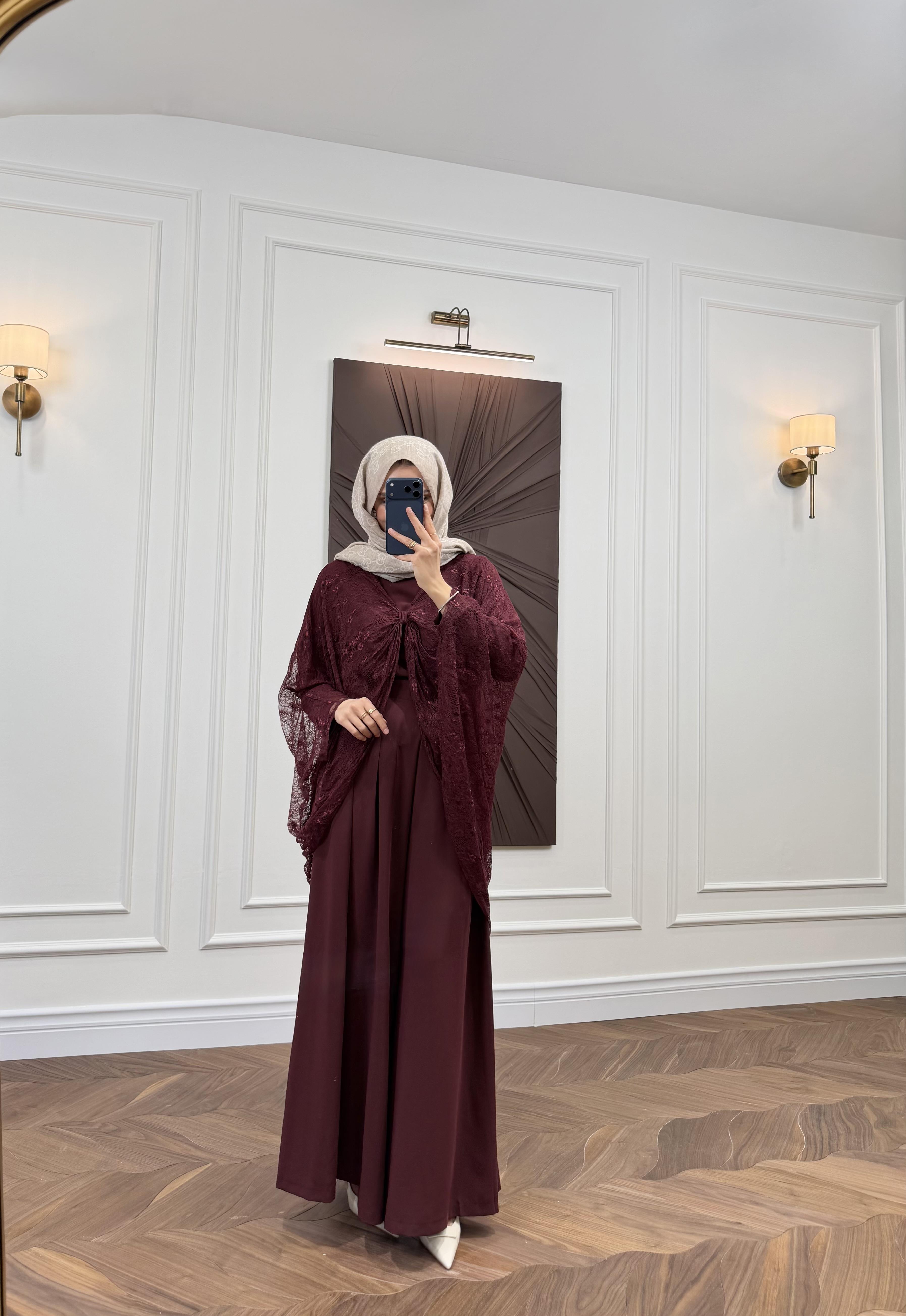 Maelis Dantelli Takım - Bordo