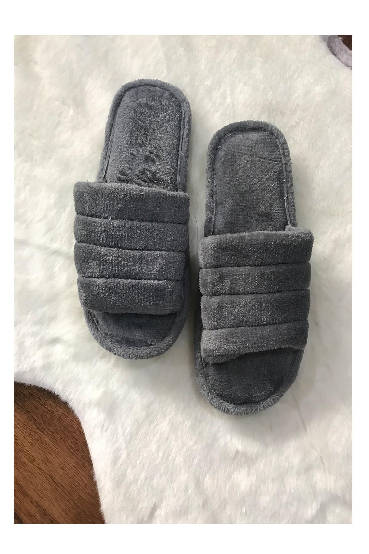 Kadın Ev Terliği Gri Peluş 37 Numara