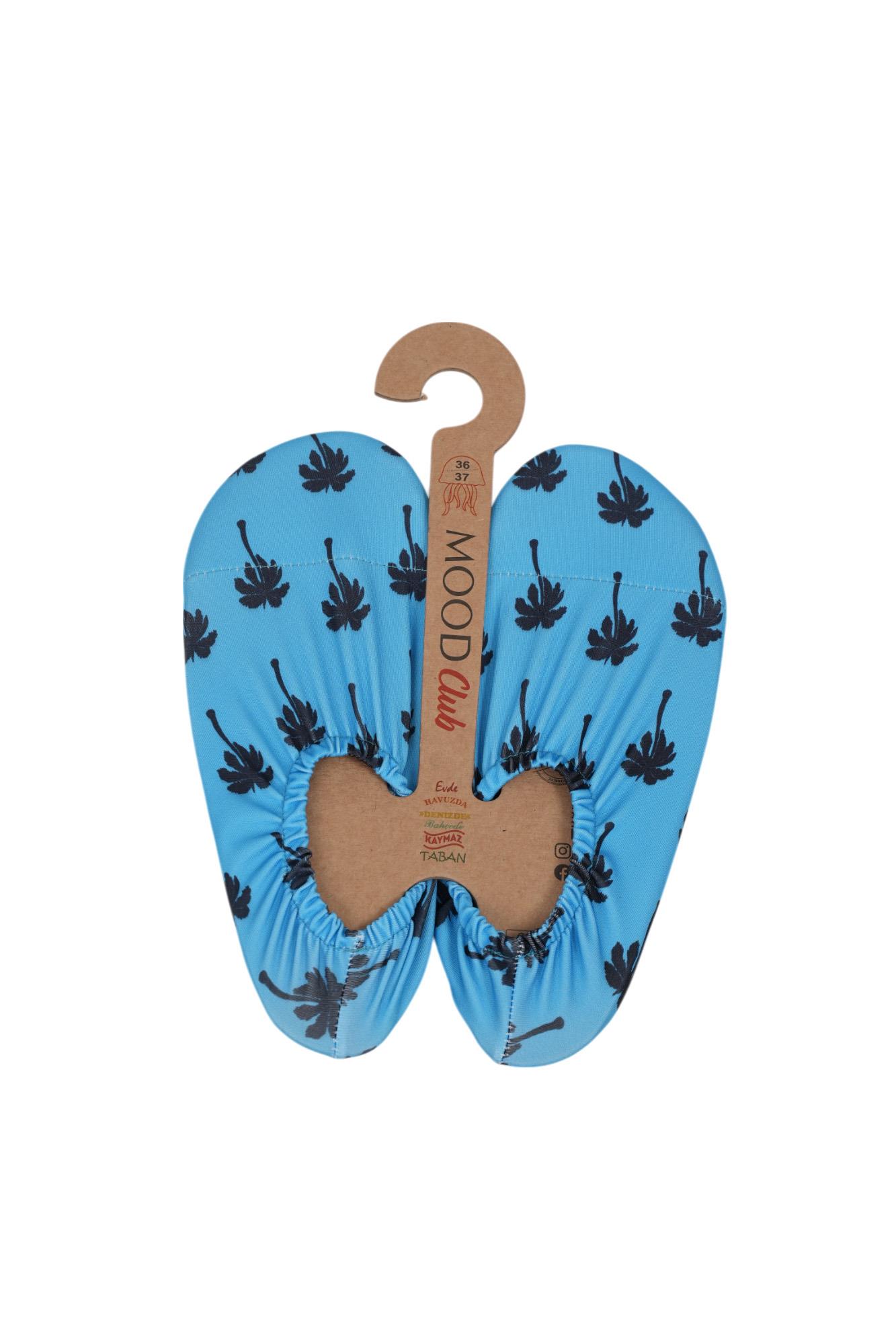 Mood Club-Mavi Palmiye Deniz Ayakkabısı ve Çok Amaçlı Kaydırmaz Havuz Patiği