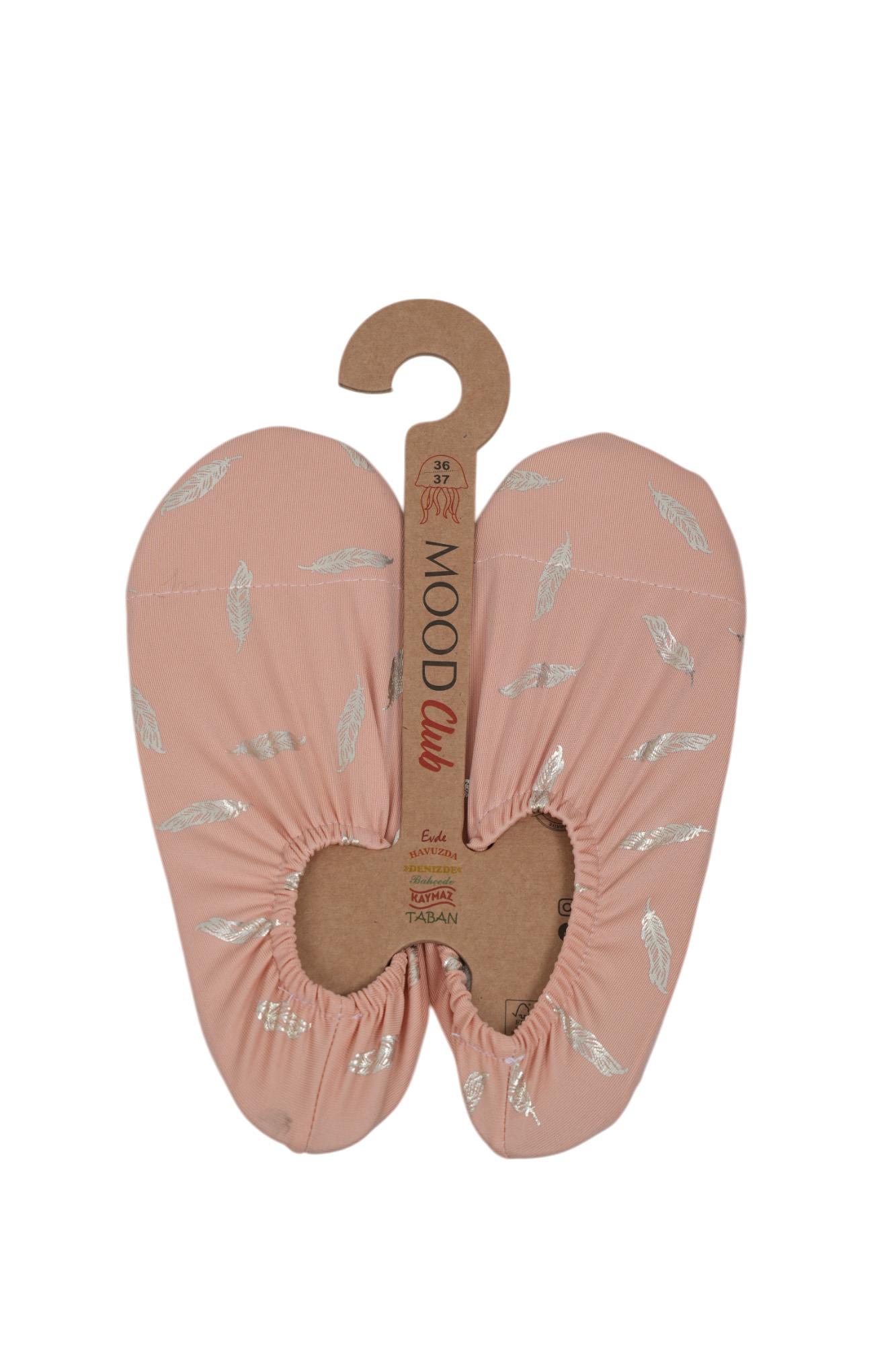 Mood Club-Pembe Tüy Deniz Ayakkabısı ve Çok Amaçlı Kaydırmaz Havuz Patiği