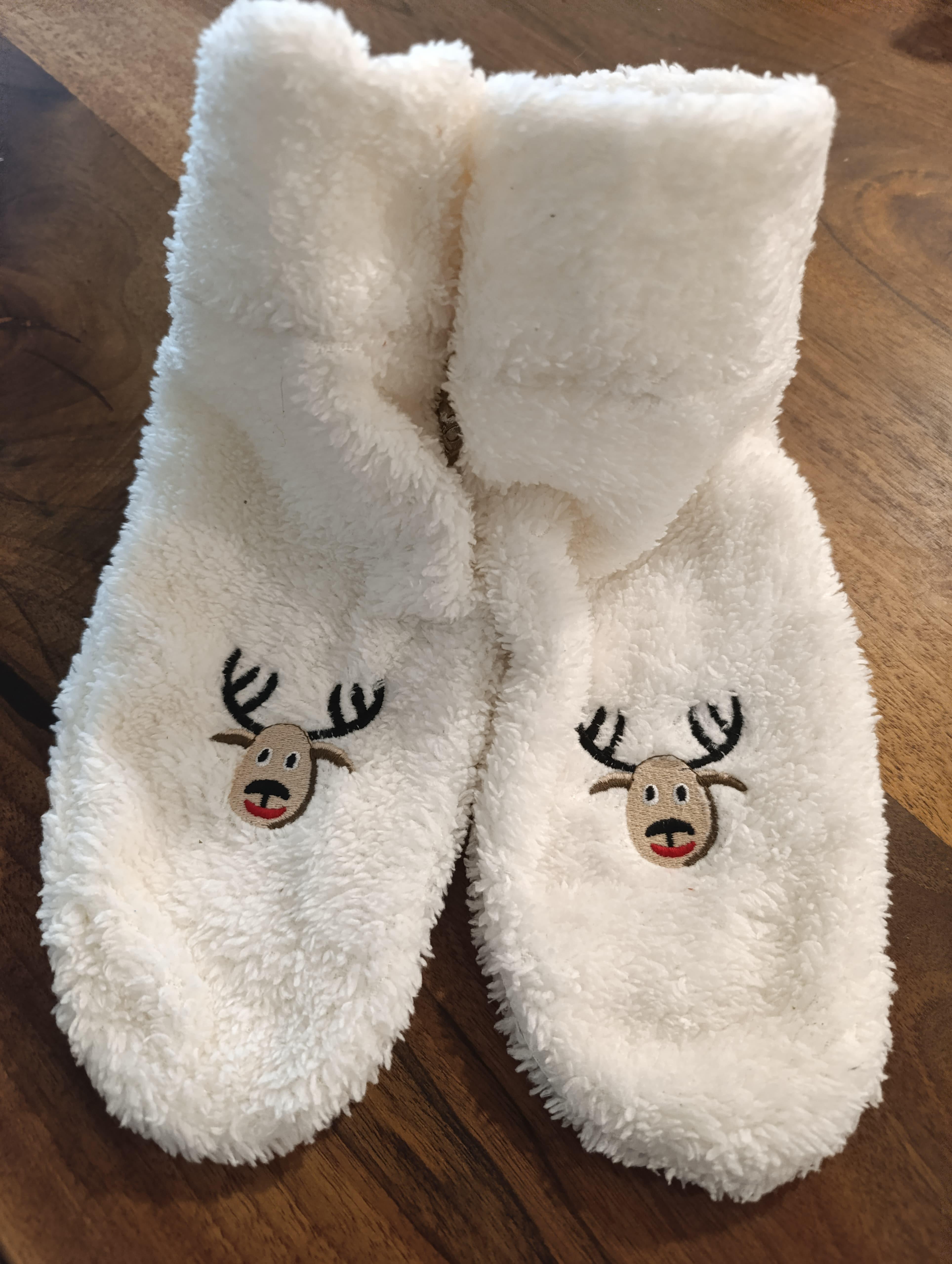 Mood Club-Welsoft Beyaz Geyik Desenli Yılbaşı Çorabı