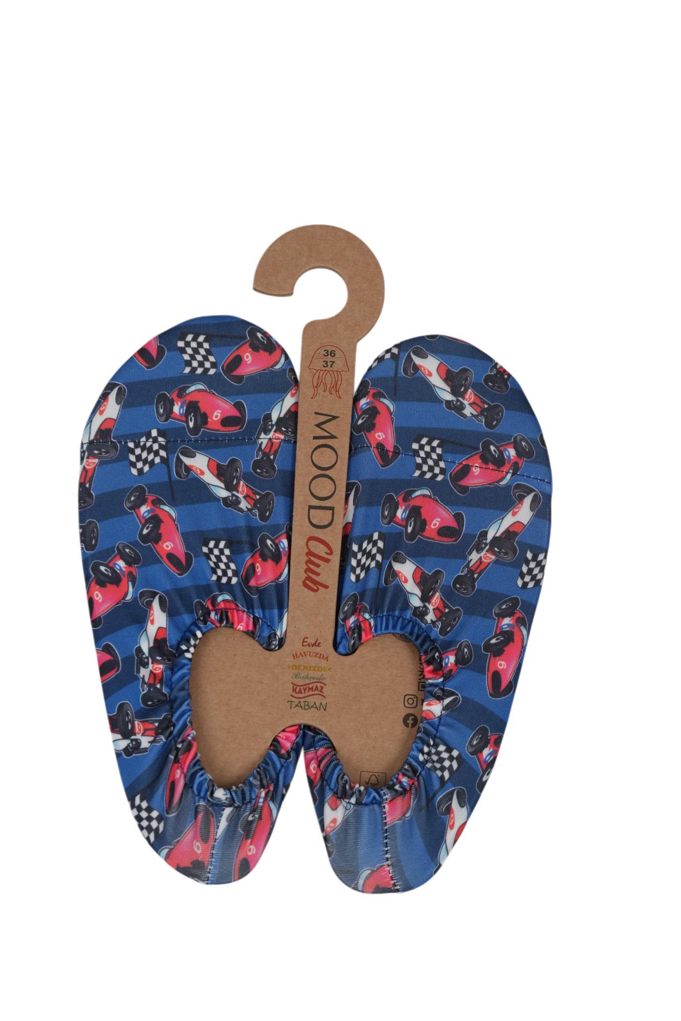 Mood Club-Kırmızı Araba Deniz Ayakkabısı ve Çok Amaçlı Kaydırmaz Havuz Patiği