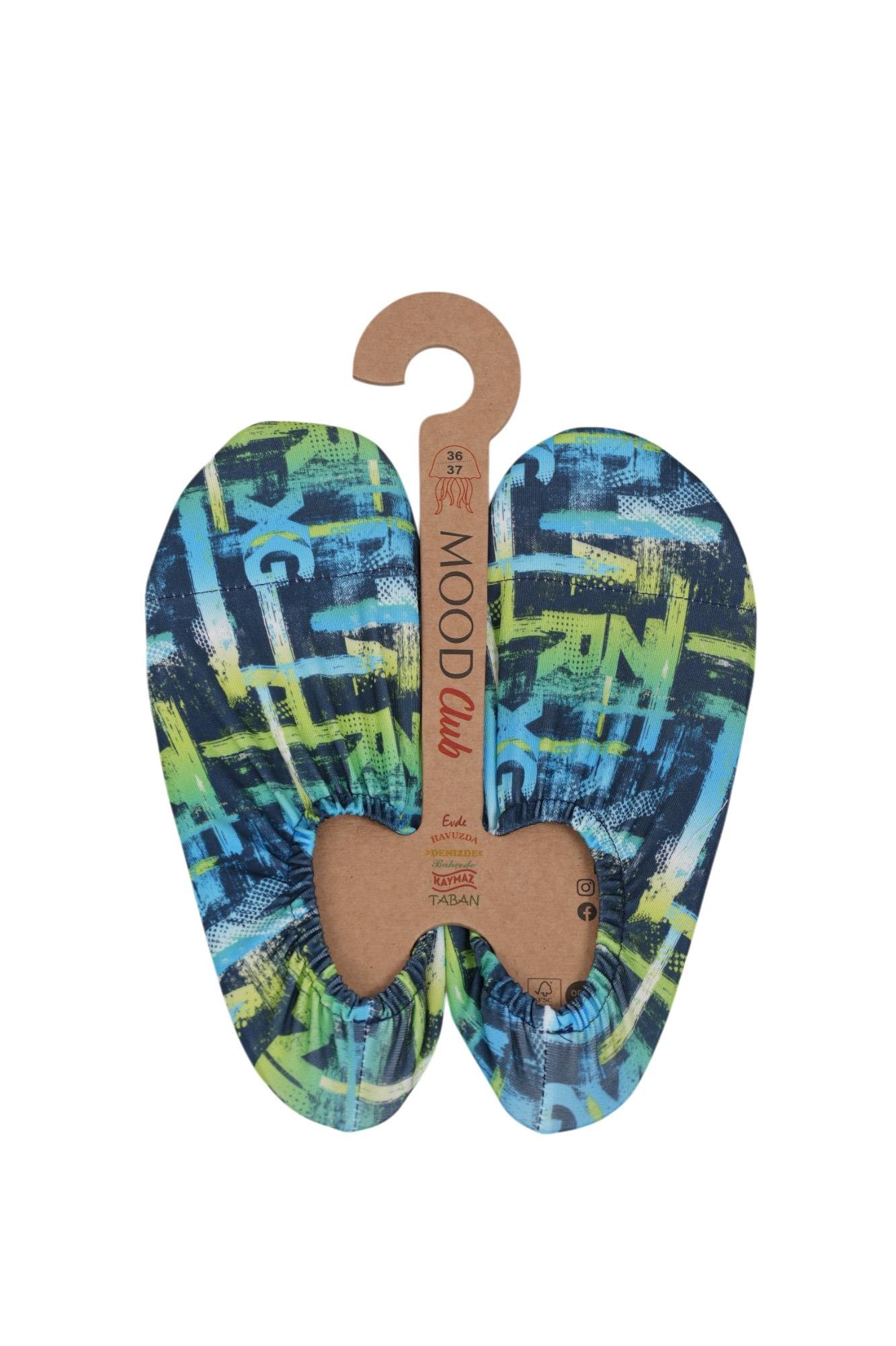 Mood Club-Neon Patterned Deniz Ayakkabısı ve Çok Amaçlı Kaydırmaz Havuz Patiği