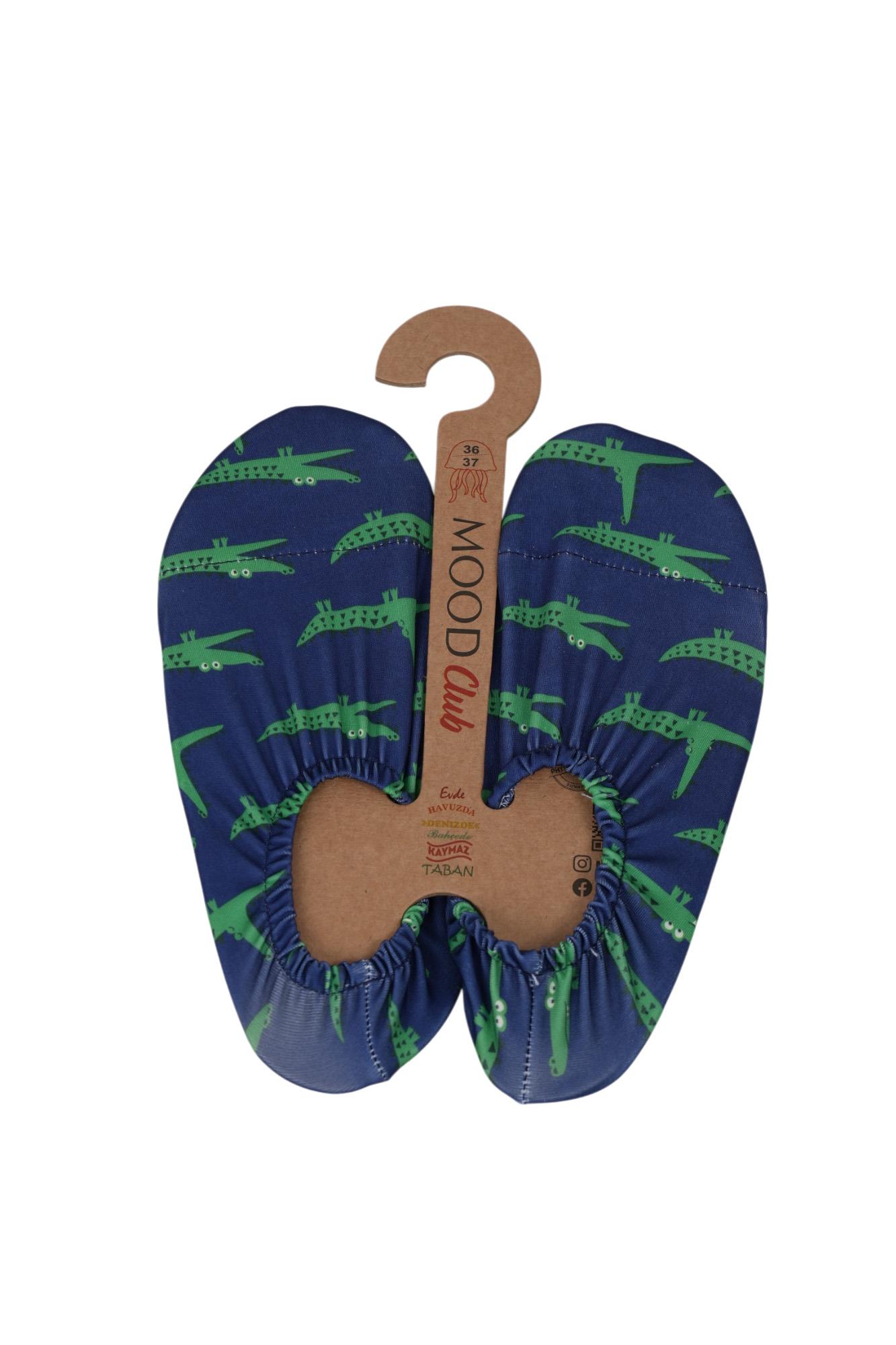 Mood Club-Yeşil Timsah Deniz Ayakkabısı ve Çok Amaçlı Kaydırmaz Havuz Patiği