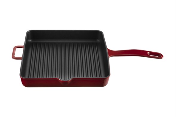 Voeux LAmour Cast Iron Square Grill 25 cm Red