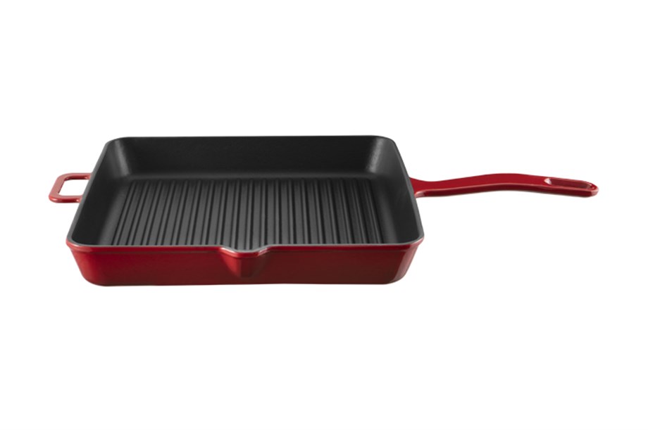 Voeux L'Amour Cast Iron Square Grill 30 cm Red