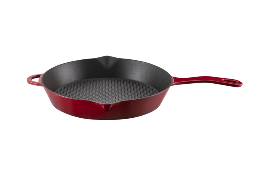 Voeux L'Amour Cast Iron Round Skillet 28 cm Red