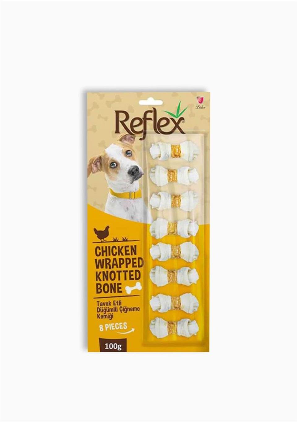 Reflex Tavuk Etli Düğümlü 8li Köpek Ödül Kemiği 100 Gr