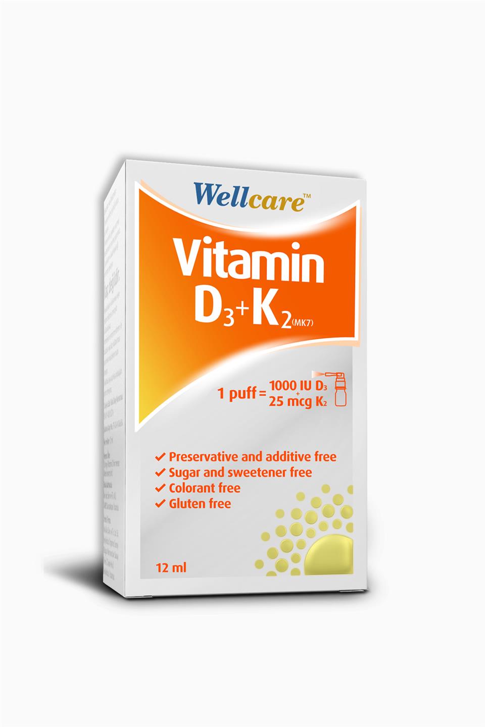 Wellcare Vitamin D3 + K2 25 mcg 1000 IU 12 m