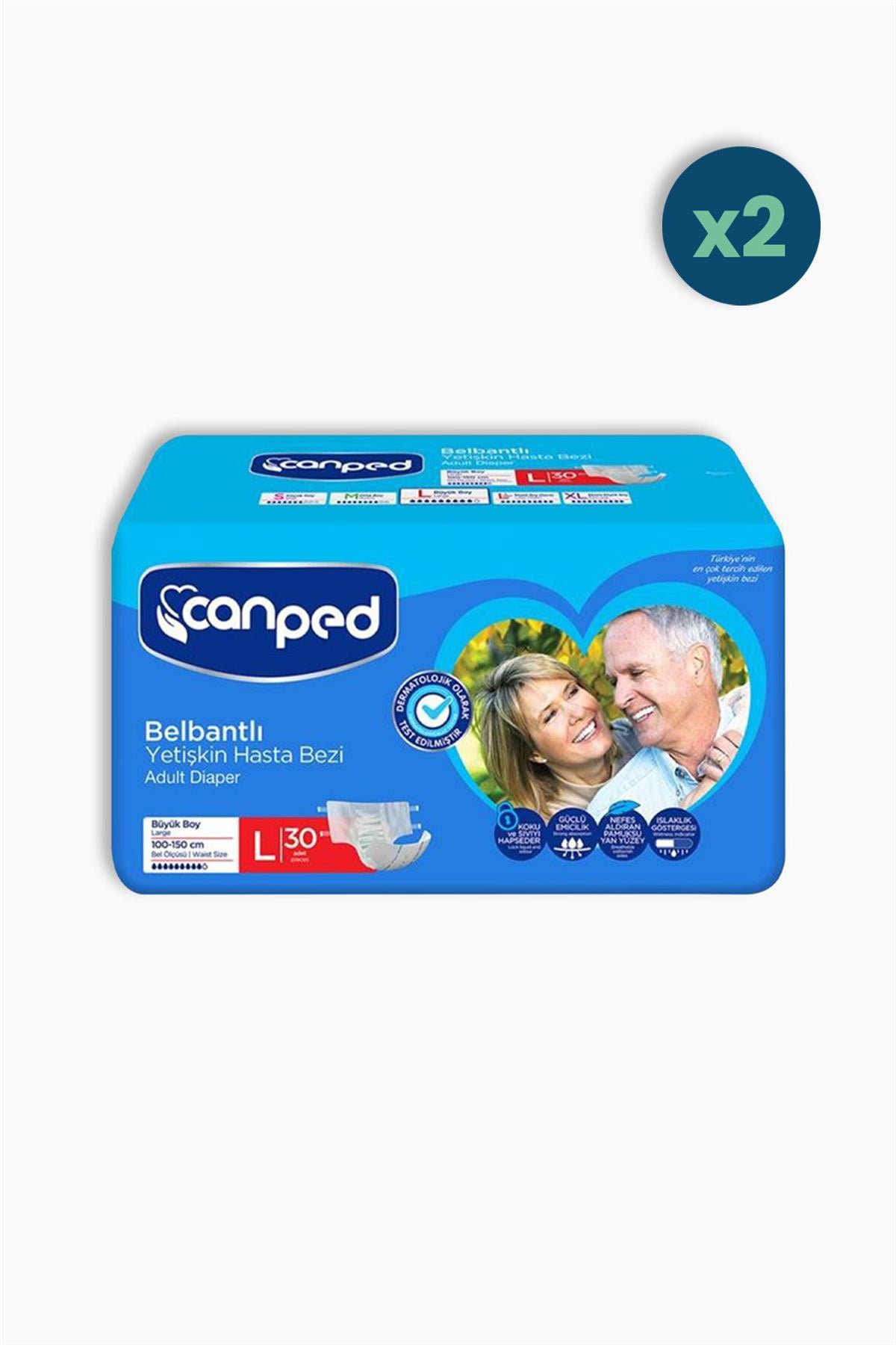 Canped Tekstil Yüzey Belbantlı Hasta Bezi Large 30lu 2 Adet