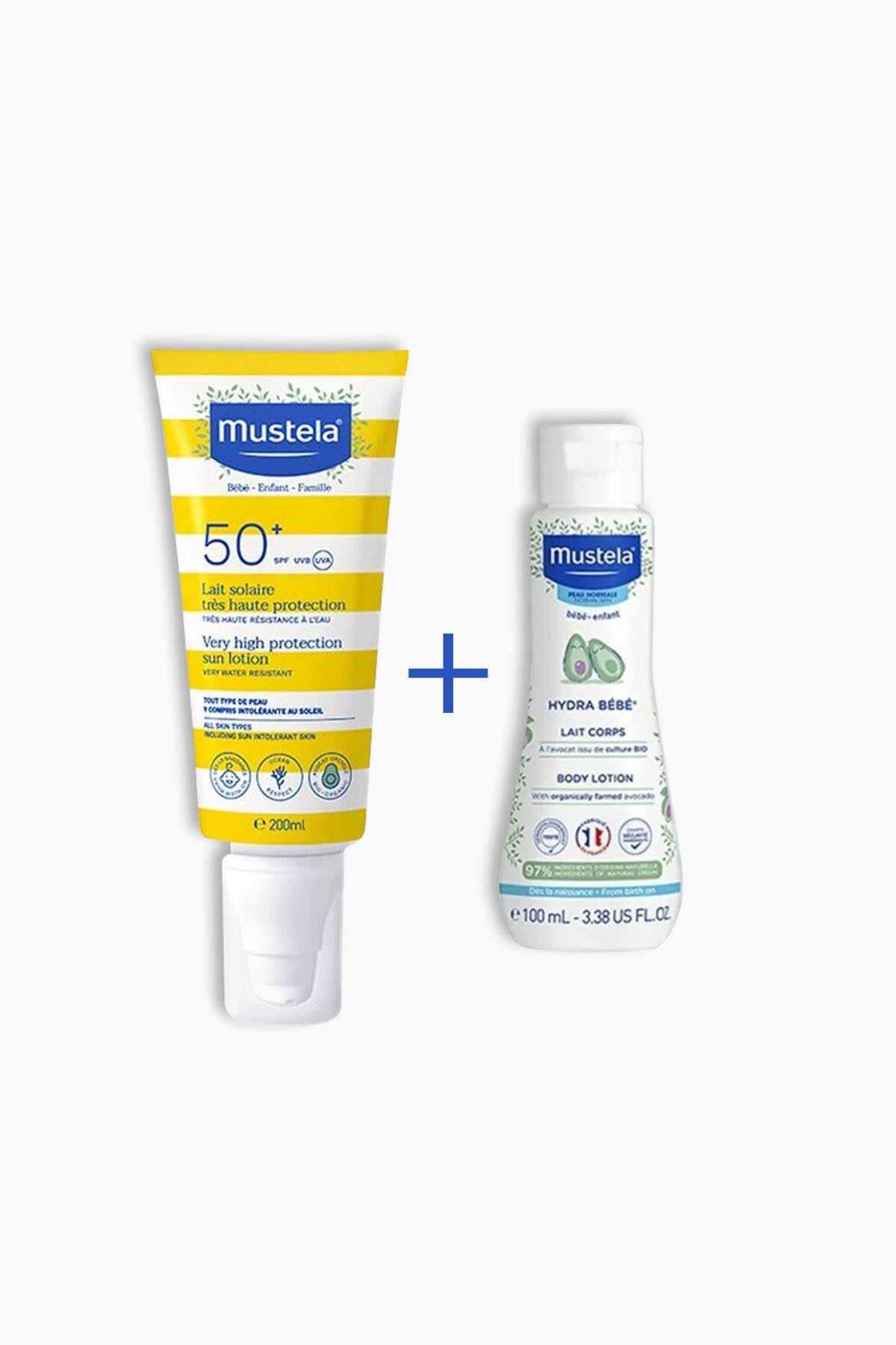 Mustela Güneş Losyonu Spf50 200 Ml + Mustela Hydra Bebe 100 Ml Hediye