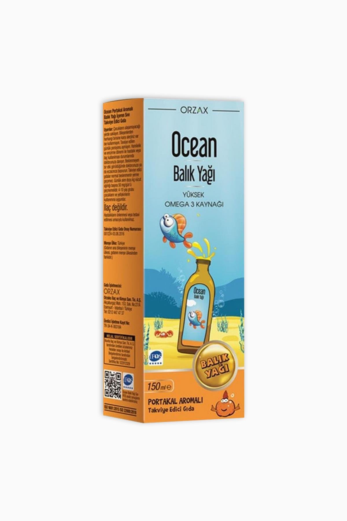 Orzax Ocean Omega 3 Portakallı Balık Yağı Şurubu 150 ml