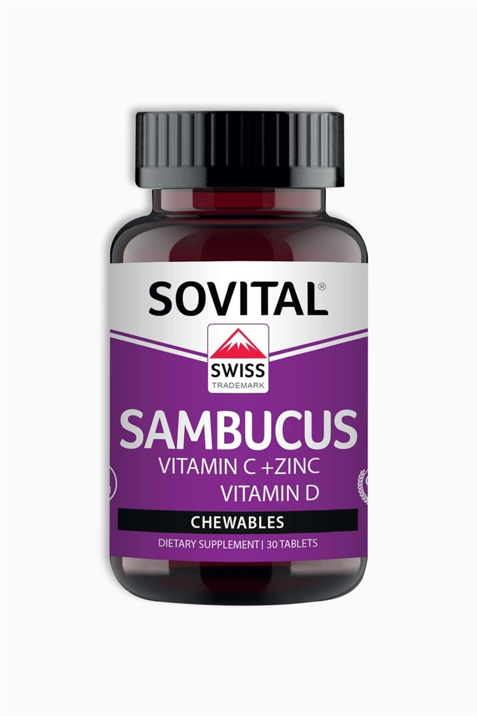 Sovital Premium Sambucus +vitamin C +zinc +vitamin D 30 Çiğneme Tableti