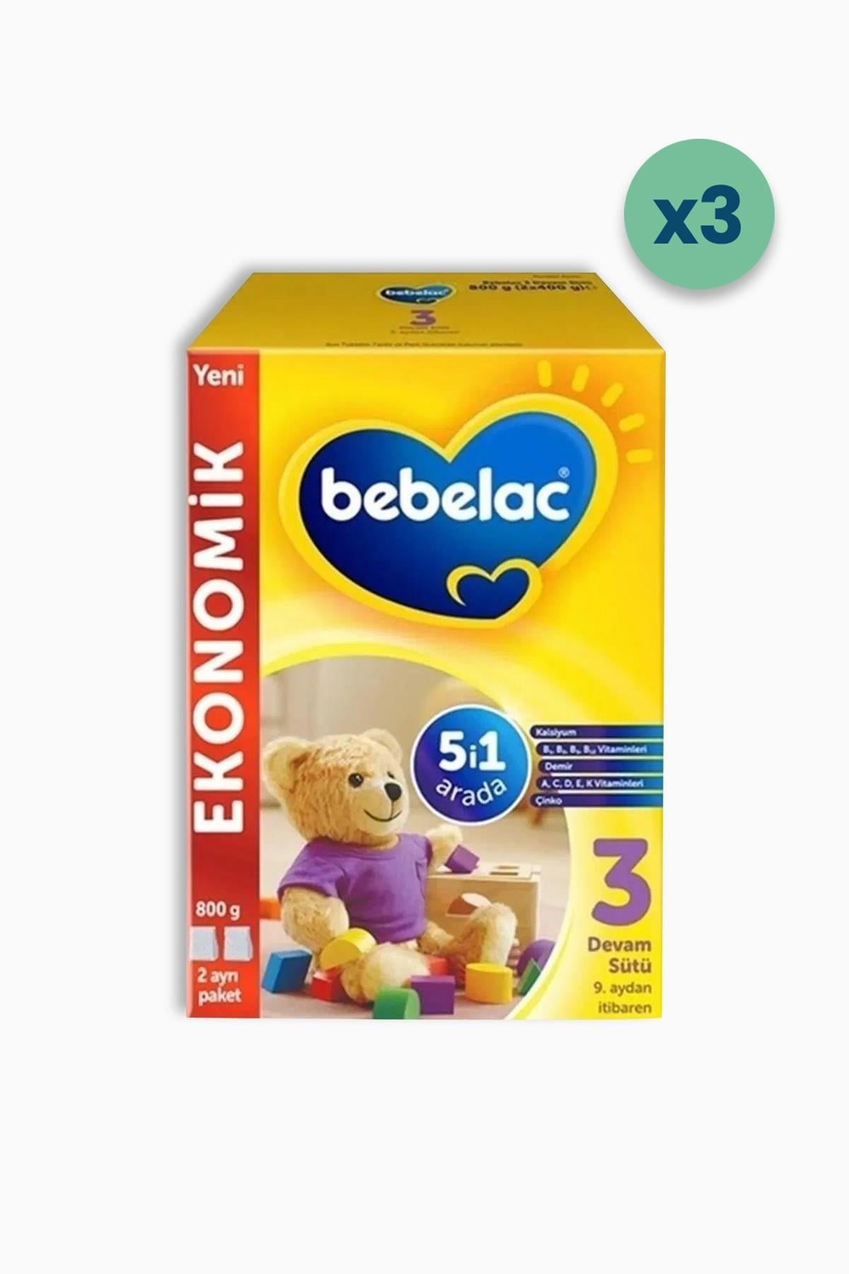 Bebelac 3 Devam Sütü 9 Ay+ 800 gr 3 Adet