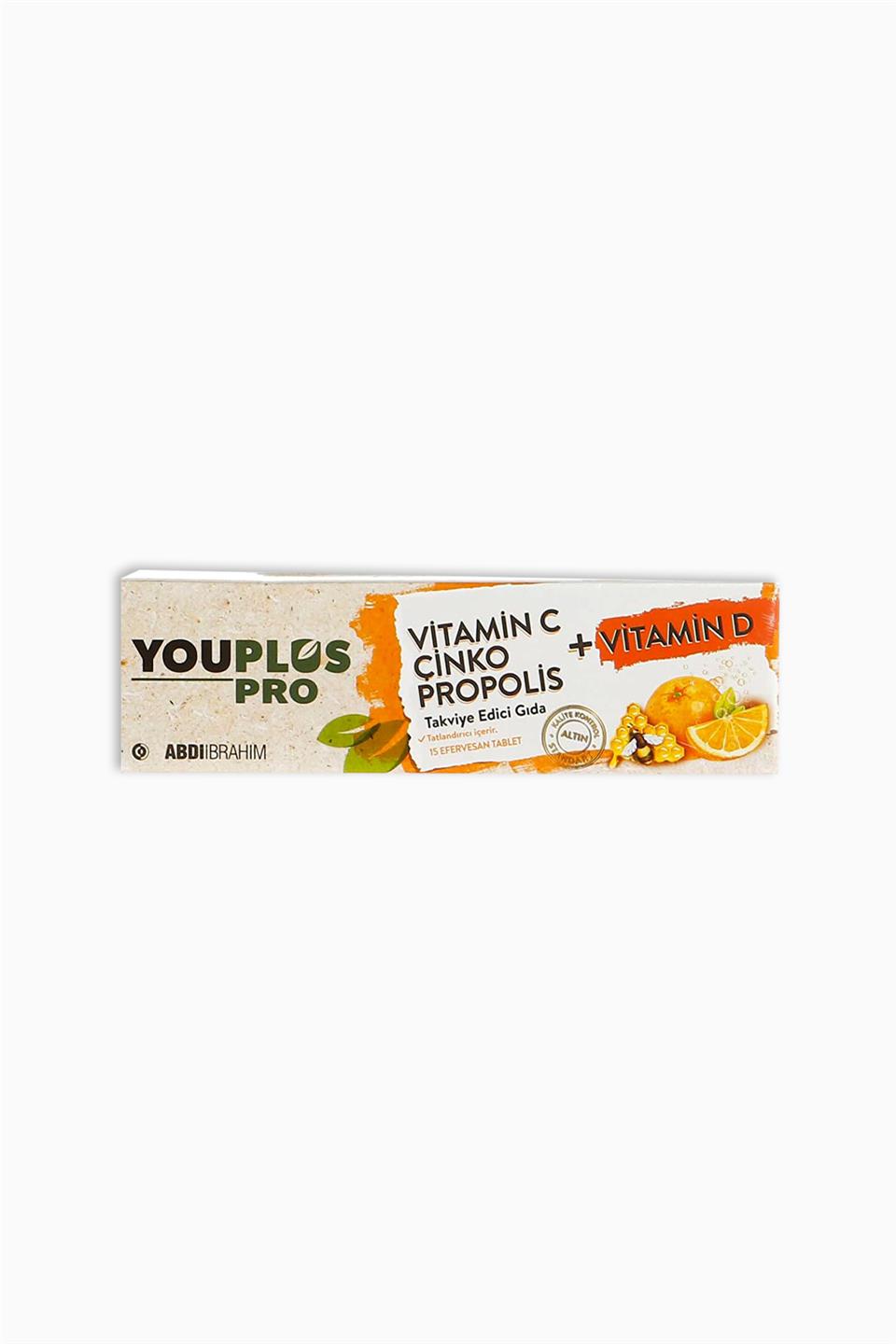 Youplus Pro Vitamin C & D & Çinko & Propolis 15 Efervesan Tablet