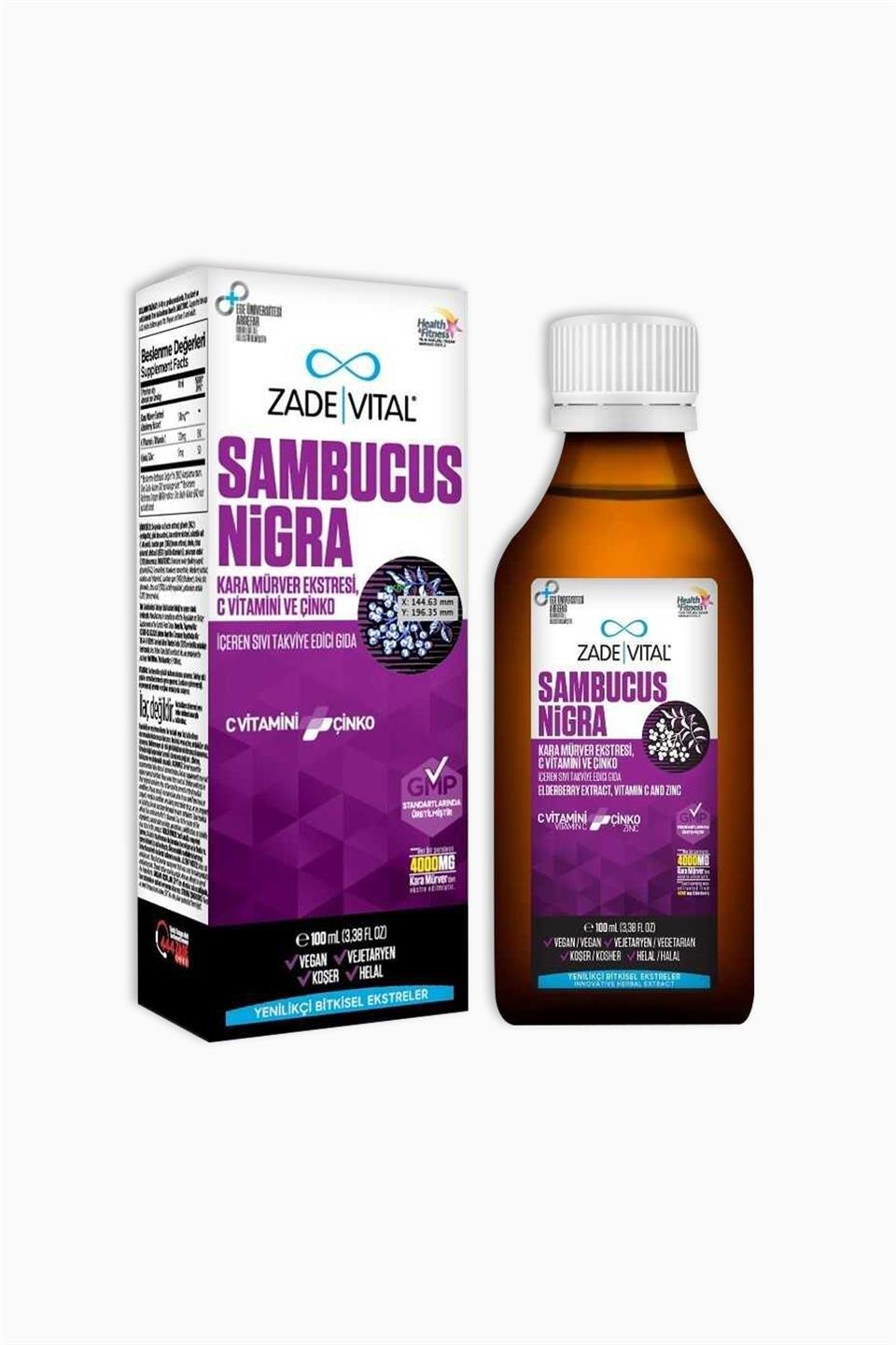 Zade Vital Sambucus Nigra Kara Mürver Vitamin C Çinko İçeren Şurup 100 ml