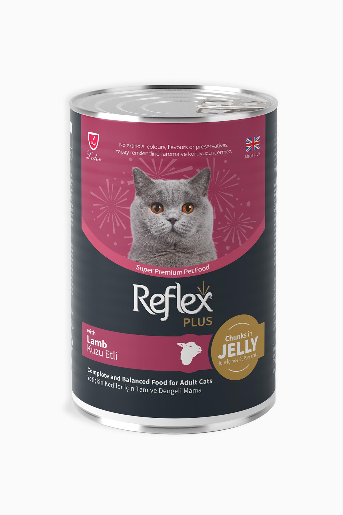 Reflex Plus Jöle içinde Et Parçacıklı Kuzu Etli Yetişkin Kedi Maması 400 gr