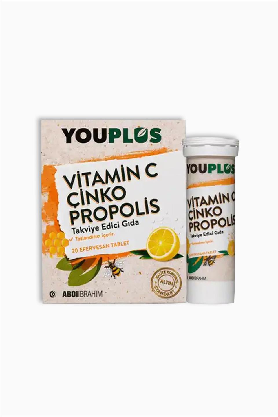 Youplus Vitamin C Çinko Propolis 20 Efervesan Tablet