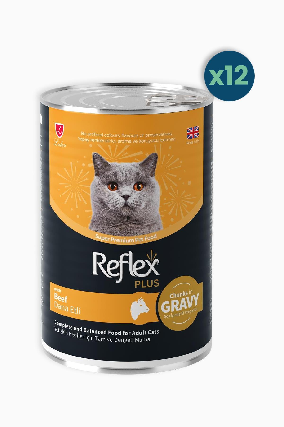 Reflex Plus Gravy Dana Etli 400 gr 12li Yetişkin Konserve Kedi Maması