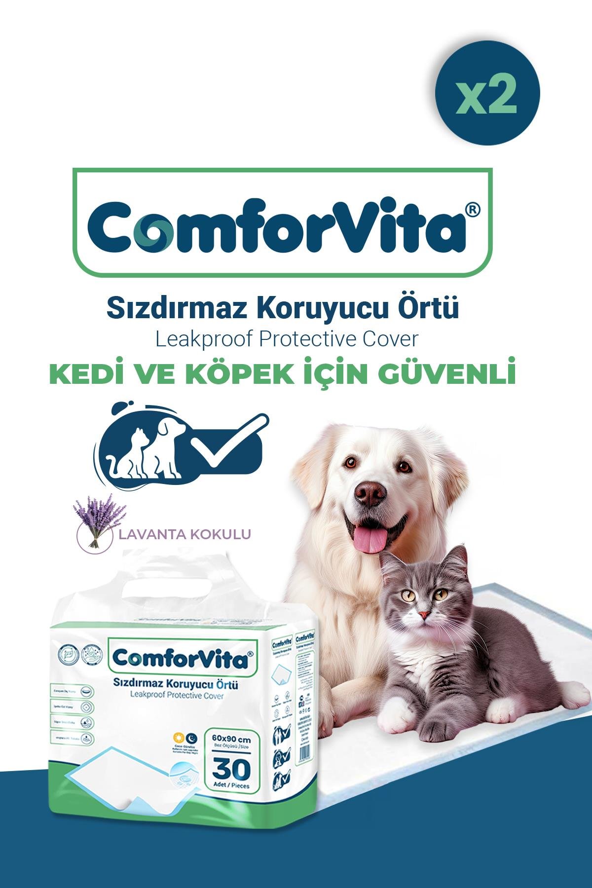 Comforvita  Kedi & Köpek Çiş Pedi 60x90 cm 30lu 2 Adet