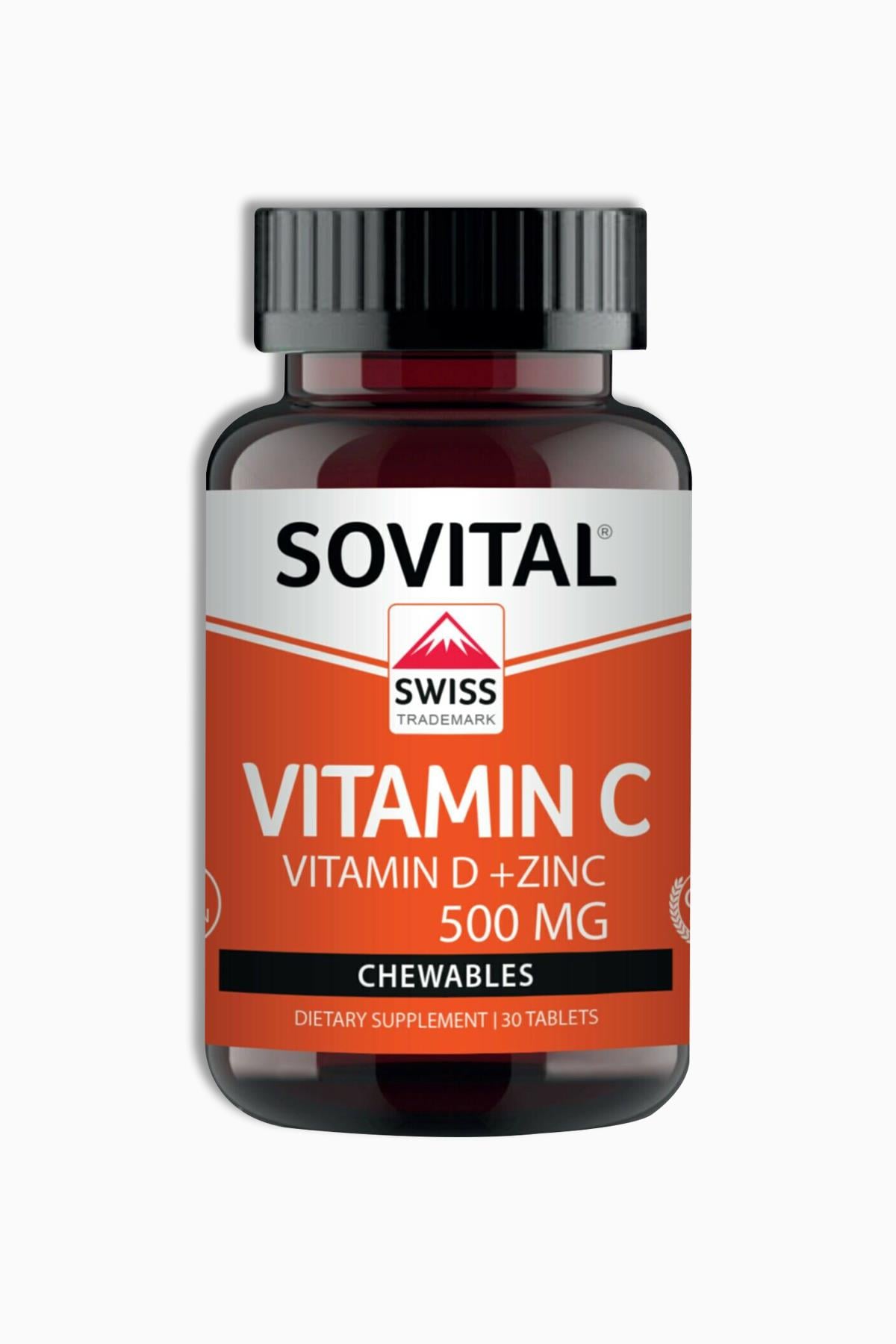 Sovital Premium Vitamin C & Vitamin D + Zinc 500 mg 30 Çiğneme Tableti