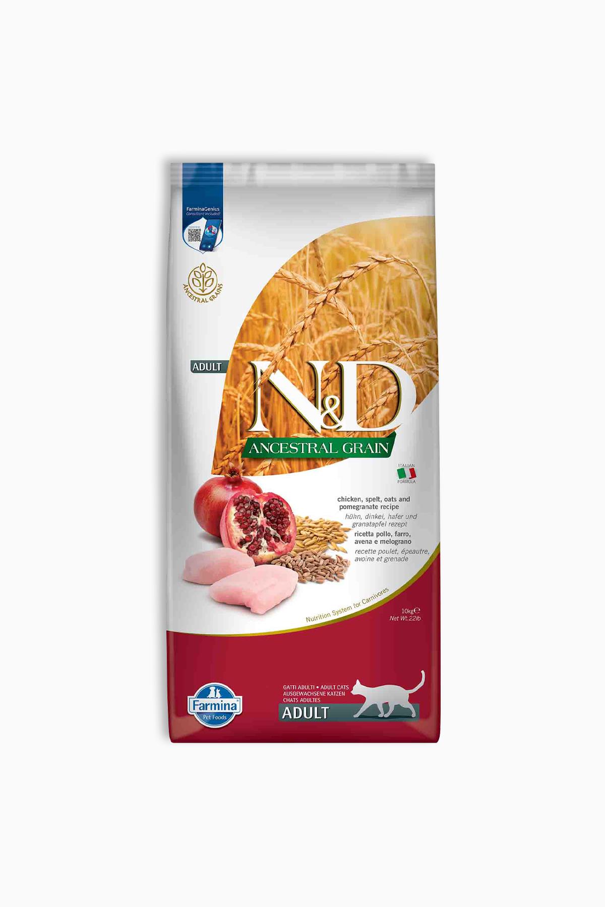 N&D Ancestral Graın Tavuk, Kılçıksız Buğday, Yulaf & Nar Yetişkin 10 Kg