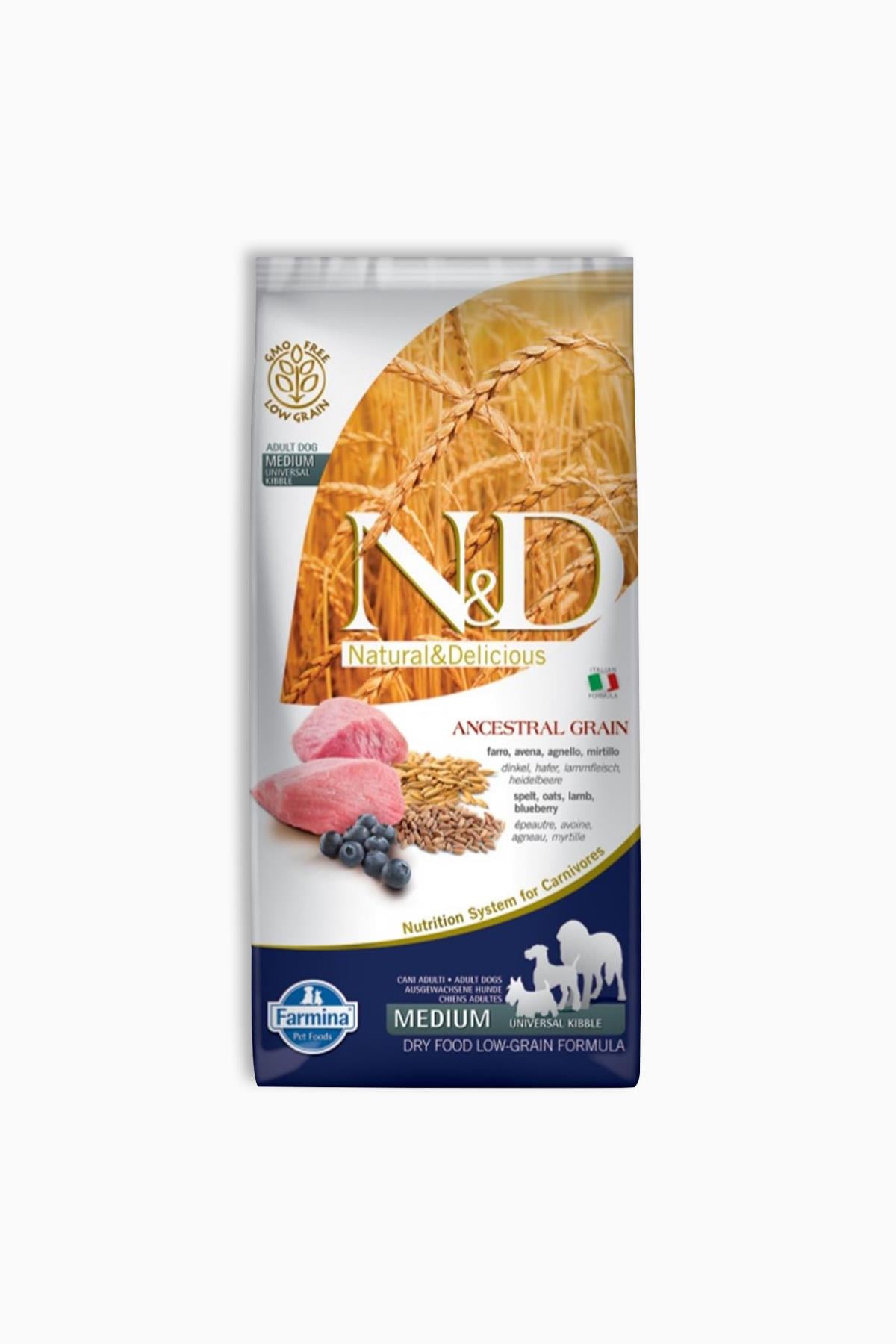N&D Ancestral Grain Düşük Tahıllı Kuzu Etli ve Yaban Mersinli 12 kg Orta Büyük Irk Yetişkin Köpek Maması