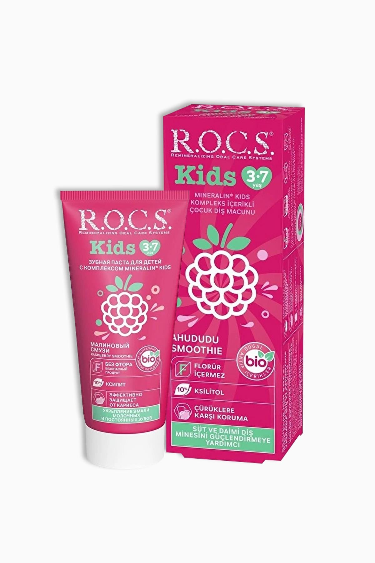 Rocs Kids Diş Macunu Ahududu Smoothie Tadında Florürsüz 3-7 Yaş 45 gr