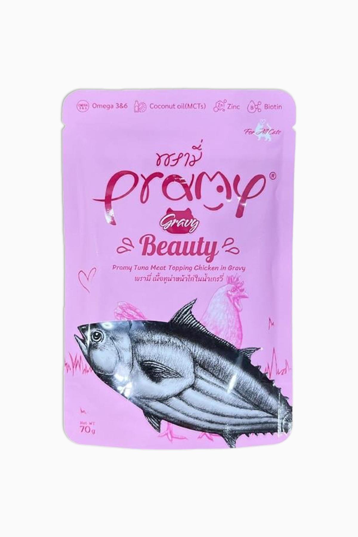 Pramy Sos İçinde Ton Balıklı ve Tavuklu Yetişkin Kedi Maması 70 gr