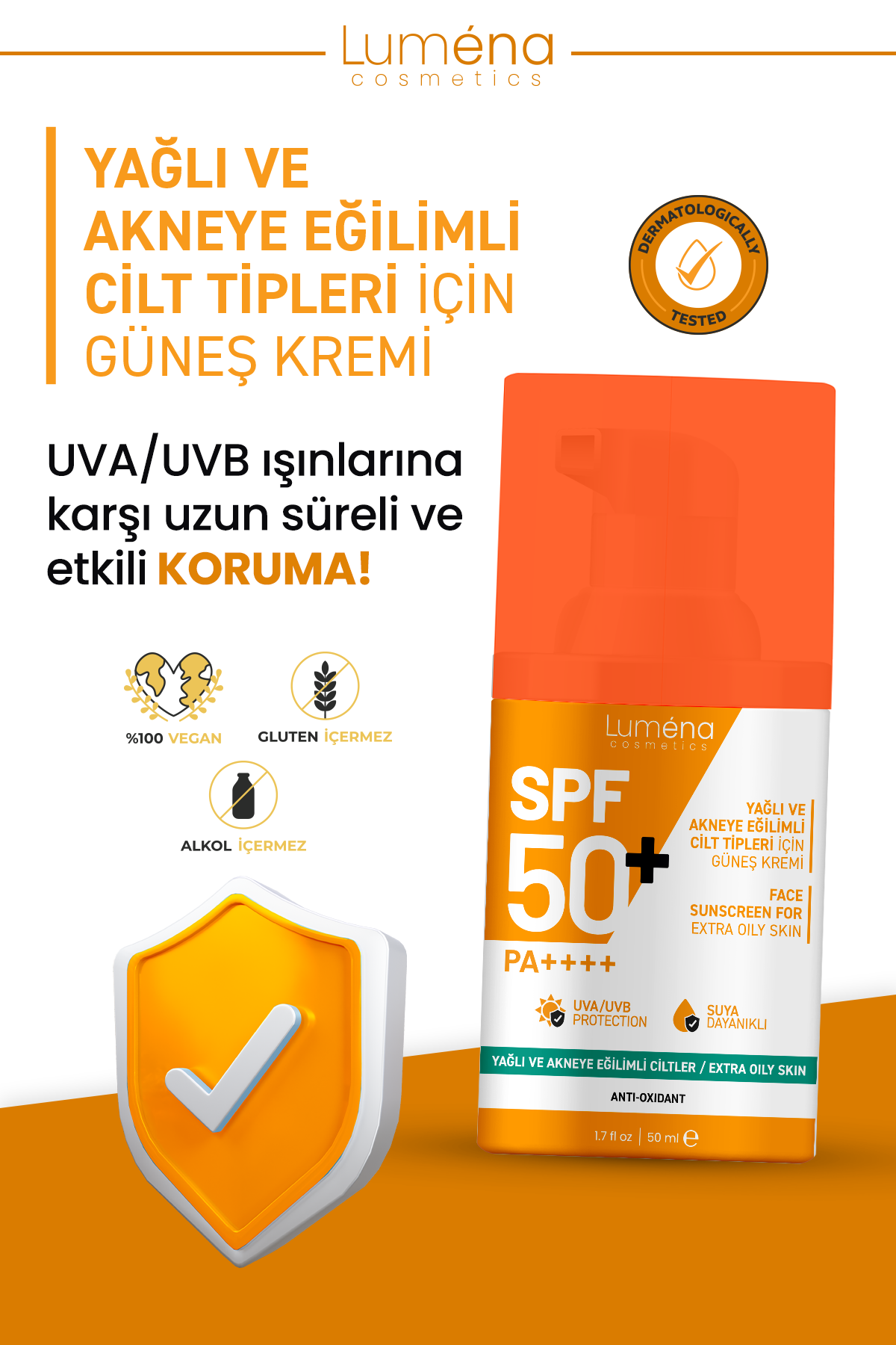 Lumena Akneye Eğilimli Ciltler için Yüksek Korumalı Yüz Güneş Kremi SPF50+ 50 ml
