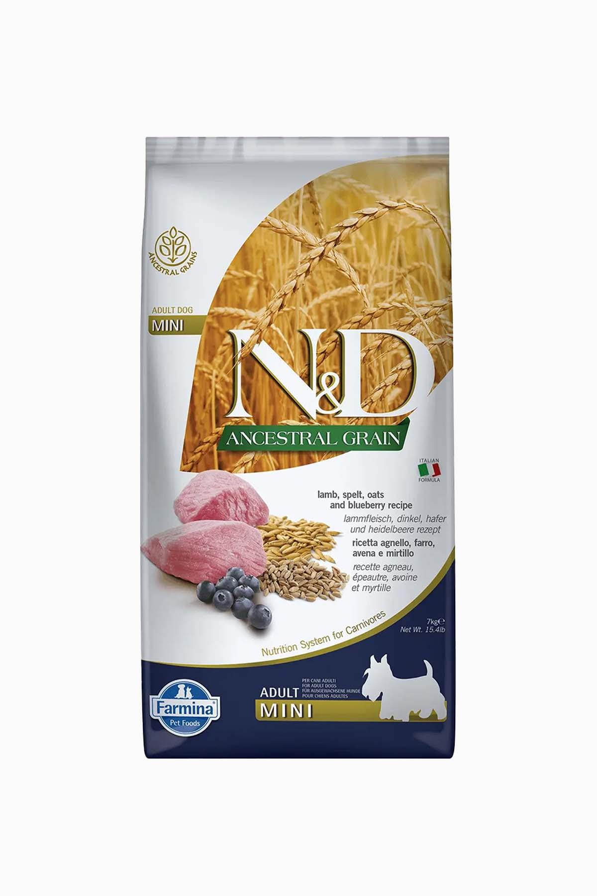 N&D Düşük Tahıllı Kuzu Etli ve Yaban Mersinli Küçük Irk Yetişkin Köpek Maması 7 kg