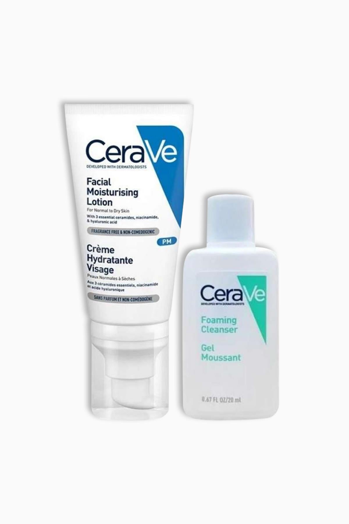 Cerave Normal ve Kuruya Dönük Ciltler İçin Krem 52ml+Normal Yağlı Ciltler İçin Temizleme Jel 20ml
