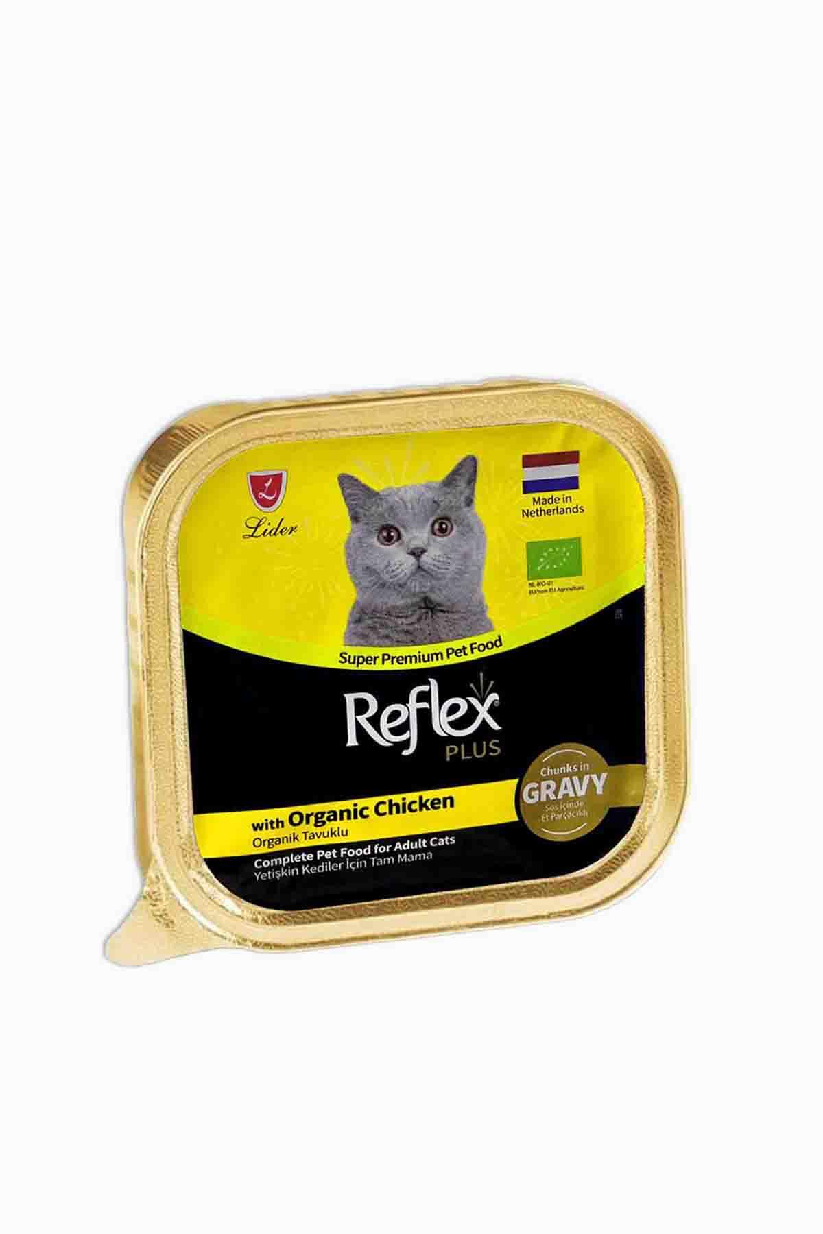 Reflex Plus Sos İçinde Et Parçacıklı Organik Tavuklu Yetişkin Kedi Maması 85 G