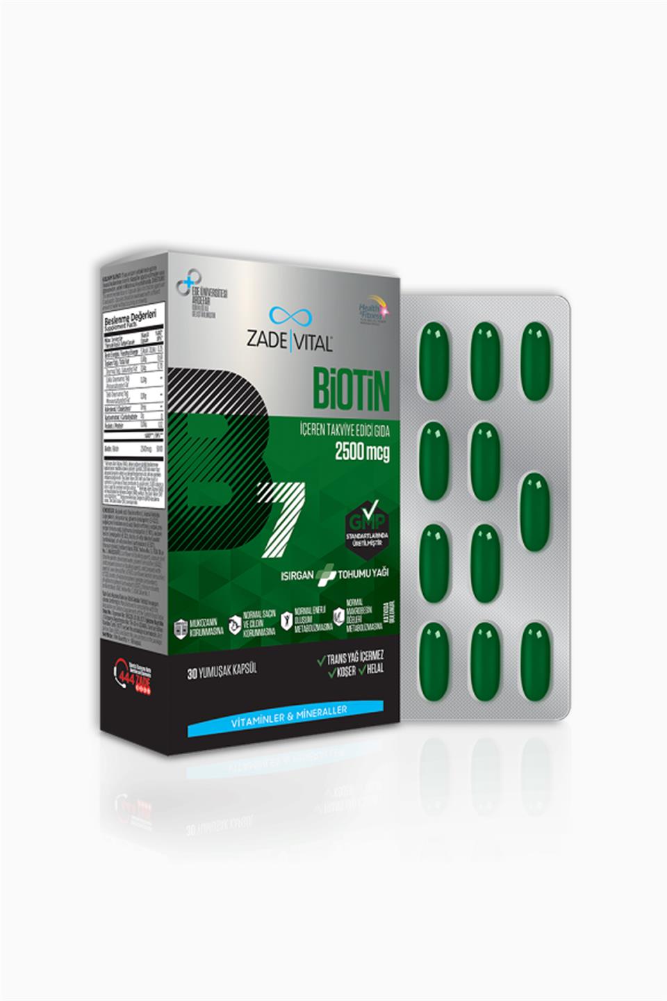 Zade Vital Biotin 2500 mcg 30 Yumuşak Kapsül