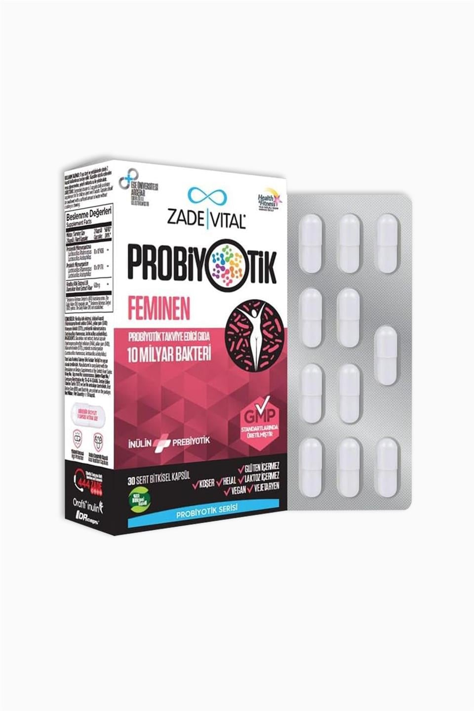 Zade Vital Probiyotik Feminen 30 Sert Kapsül