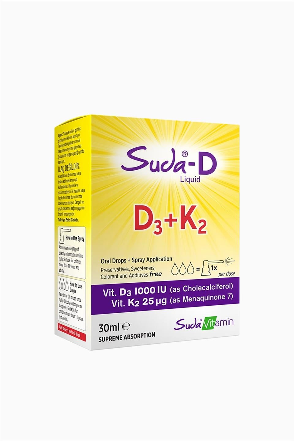 Suda D D3 + K2 Likid Vitamin 30 ml