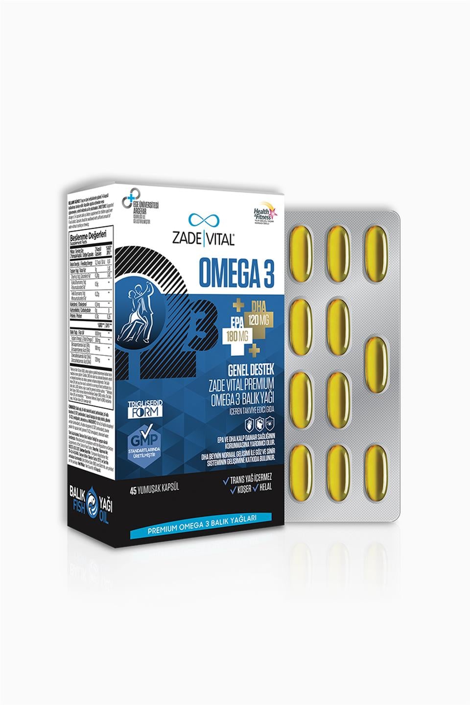 Zade Vital Omega 3 Balık Yağı Premium 45 Kapsül