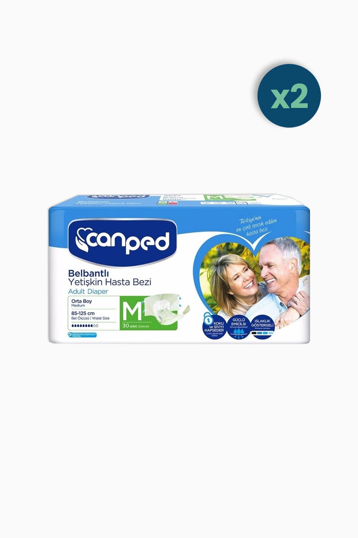 Canped Tekstil Yüzey Belbantlı Hasta Bezi Medium 30lu 2 Adet