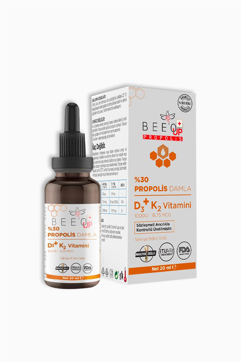 Bee'o Up Propolis %30 Propolis %30 D3 K2 Damla 20 ml | Bee'o Up | Bee'o Up Propolis %30 Propolis %30 D3 K2 Damla 20 ml