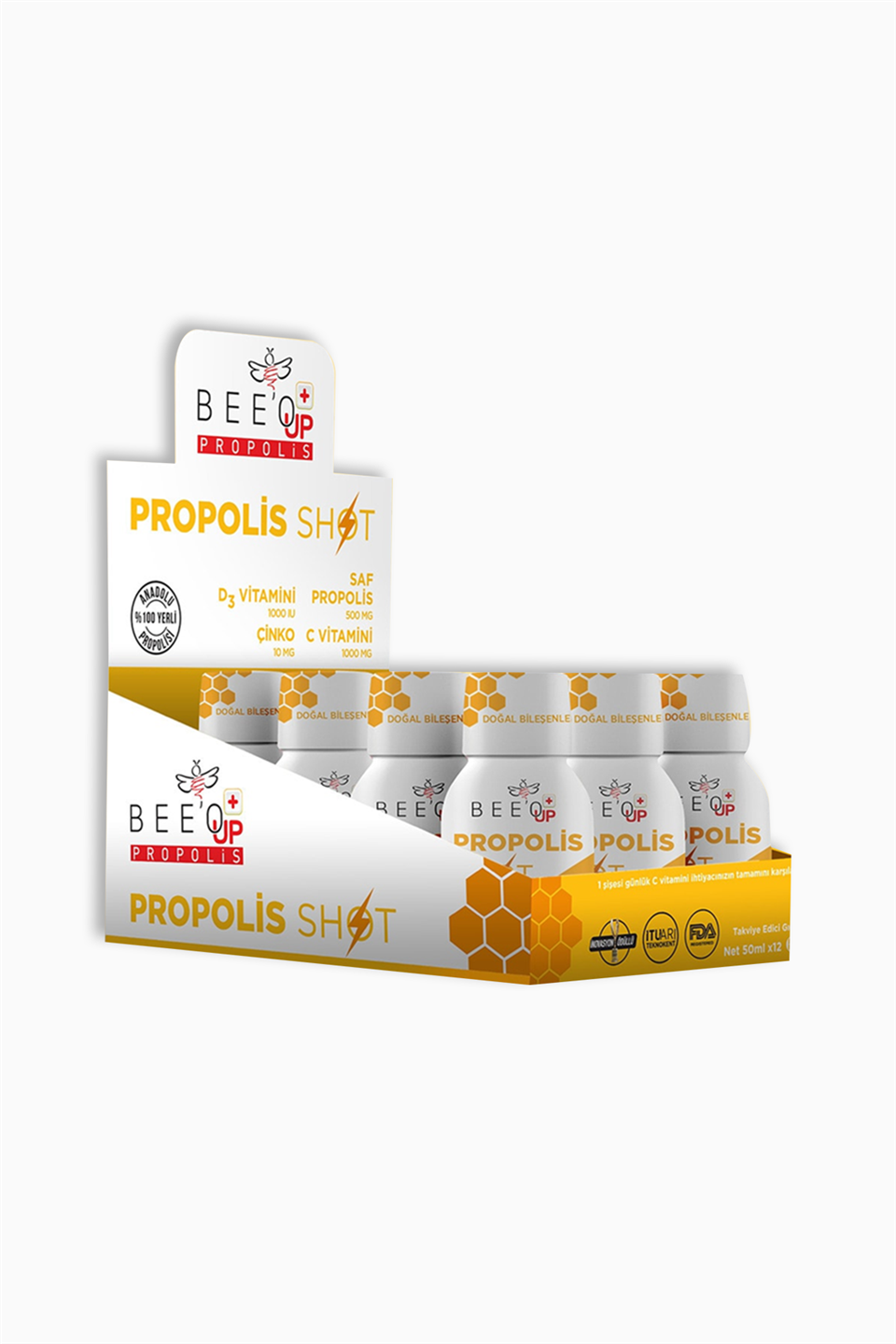 Bee'o Up Propolis Çinko+D3+C Shot 50 ml - 12 Adet | Bee'o Up | Bee'o Up Propolis Çinko+D3+C Shot 50 ml - 12 Adet